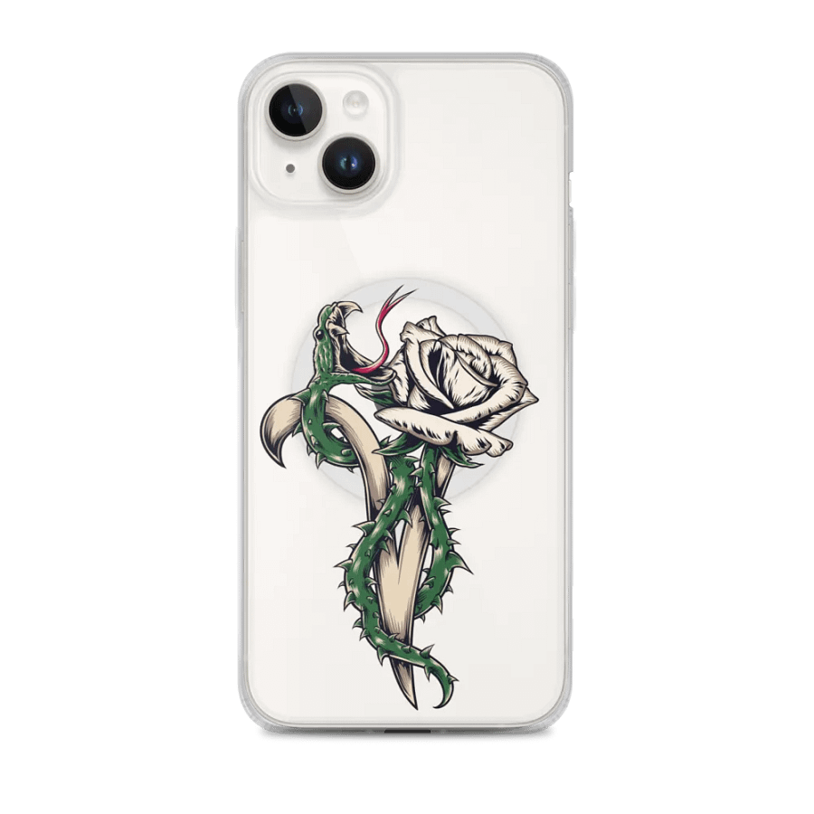 White V-Rose Clear iPhone Case product image (1)