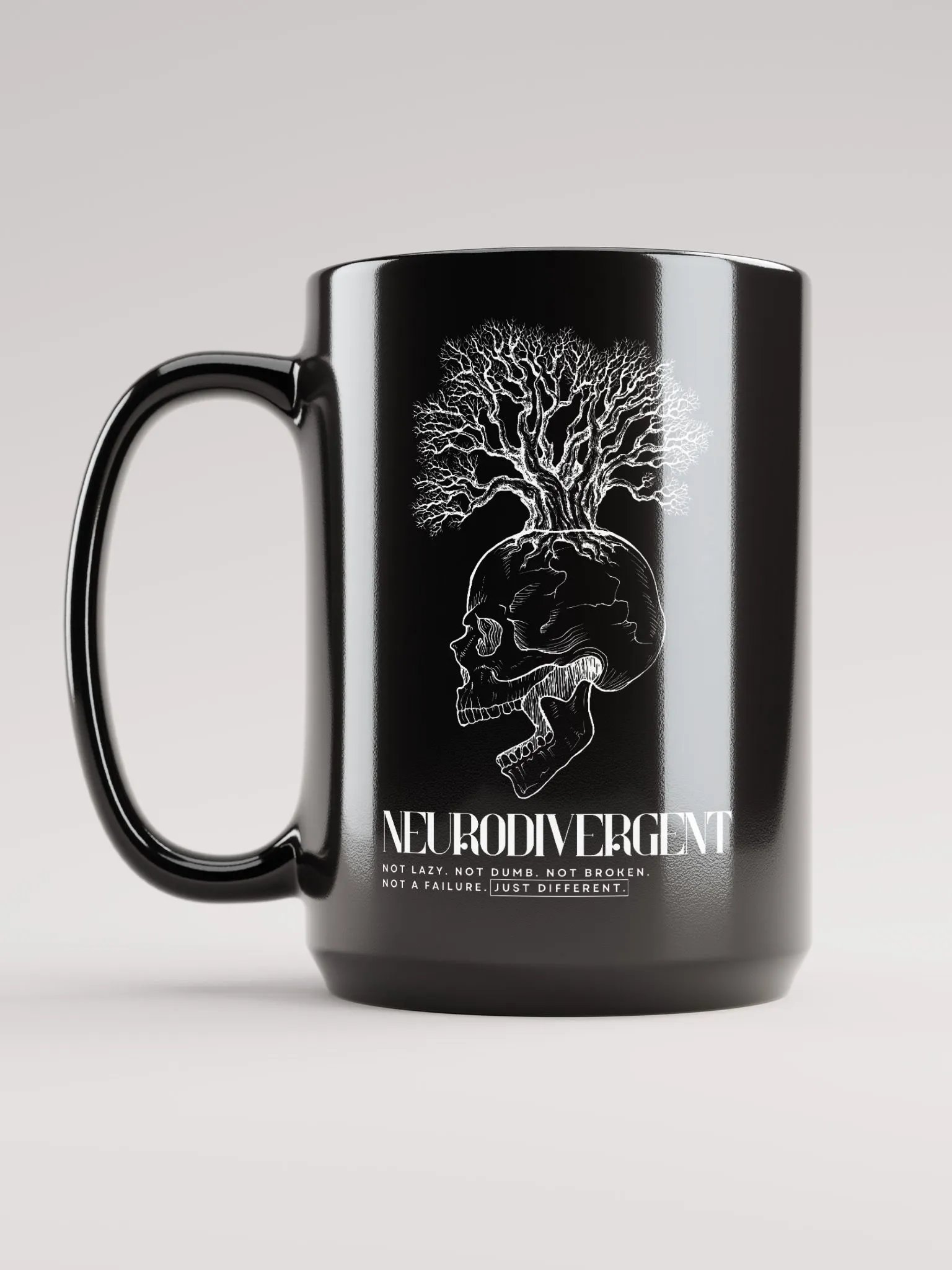NEURODIVERGENT SKULL black glossy mug product image (4)