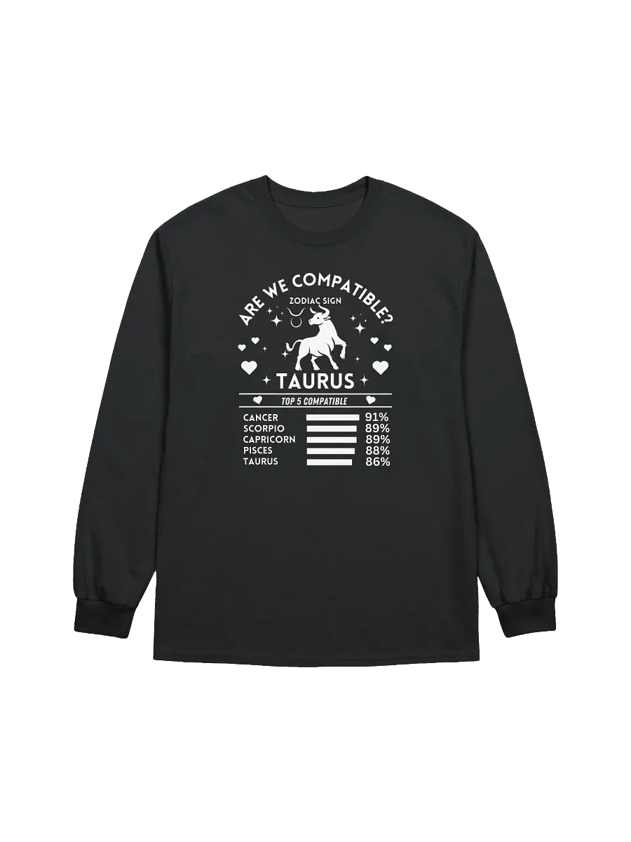 Taurus Zodiac Sign Romantic Compatibility - Gildan Ultra Cotton Unisex Long Sleeve T-Shirt - Dark Colors product image (2)