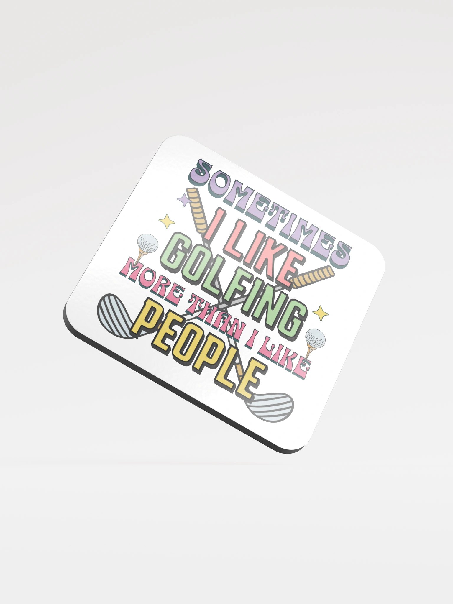 Sometimes I Like Golfing More Than I Like People Vibes Cork Coaster product image (2)