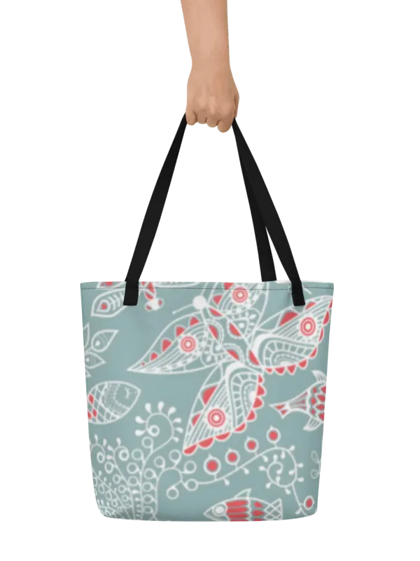 Abstract Butterfly Tote With Pocket Bag #733 product image (2)