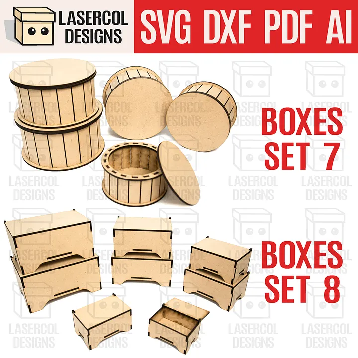 Boxes Bundle (Set 7, 8) - Laser Cut Files product image (1)