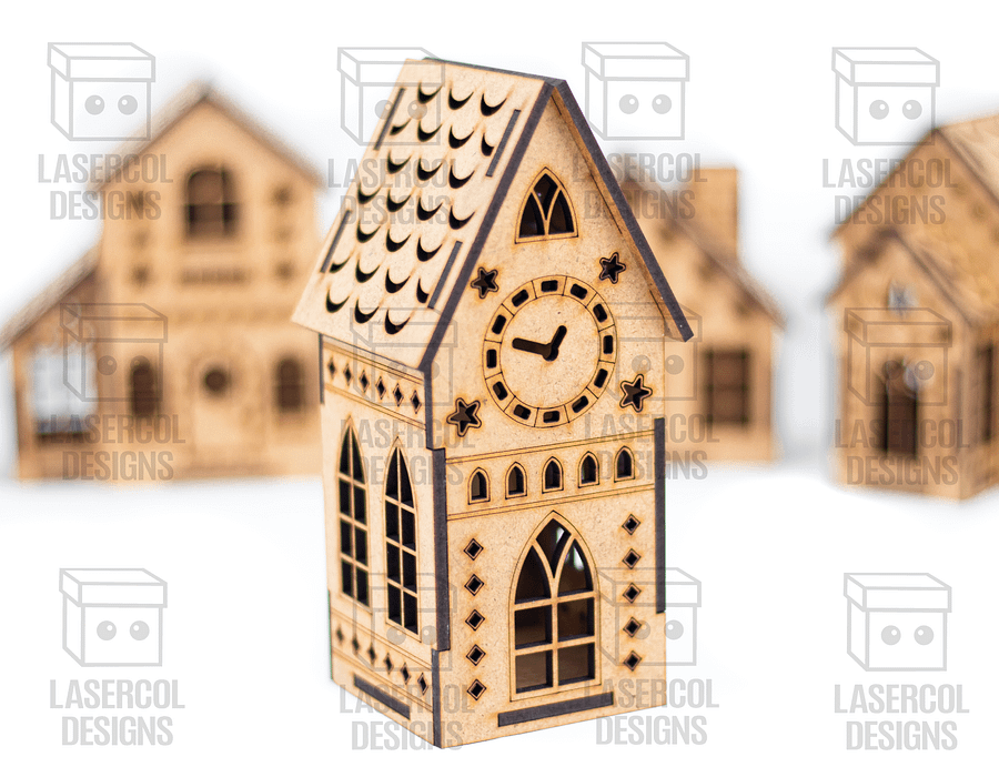 Christmas Houses Set 2 (5 Styles) - Laser Cut Files product image (7)