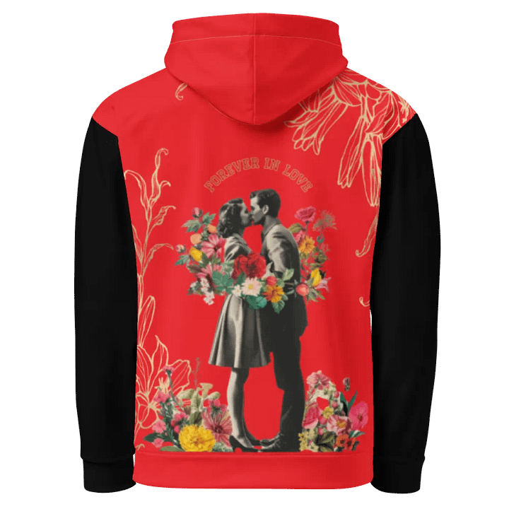 "Forever in Love" Red/Black Checkerboard Collage Hoodie product image (2)