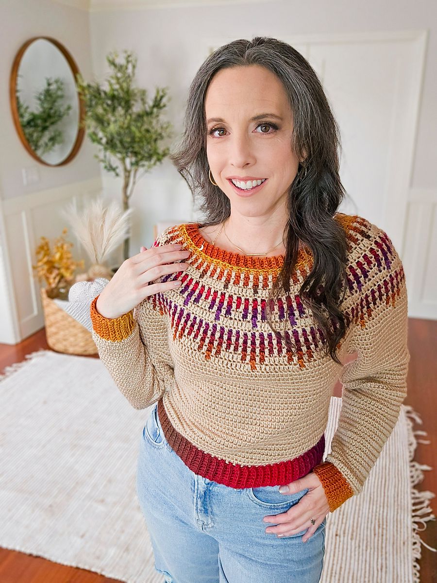 Crochet Mosaic Ridge Pullover Pattern (XS-5X + Video Tutorial) product image (8)