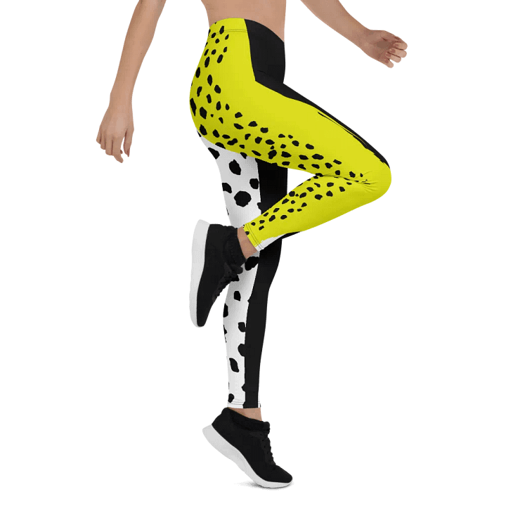 Black/Yellow Abstract Geometric All-Over Print Leggings product image (2)