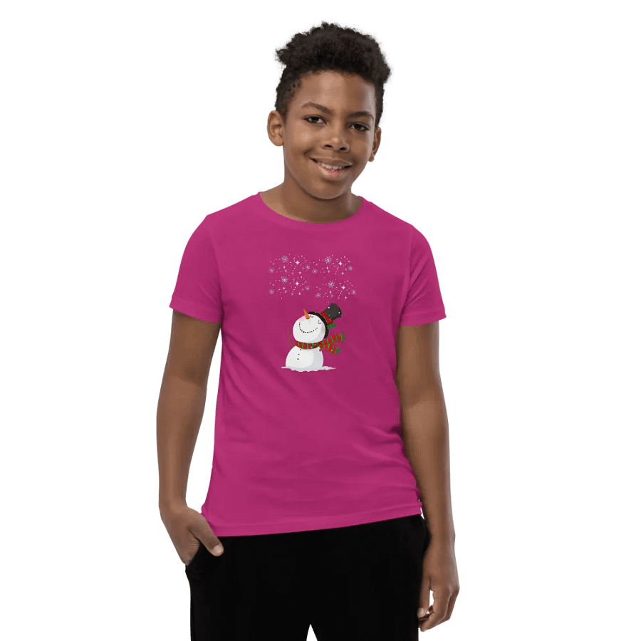 Cheerful Snowman Youth T-Shirt product image (106)