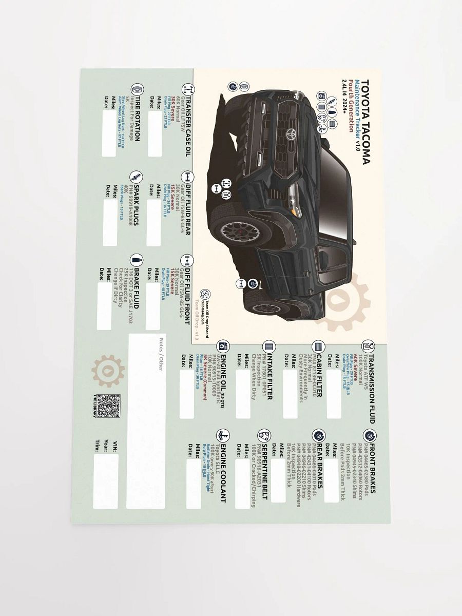4TH GEN MAINTENANCE TRACKER V1.0 - Black product image (2)