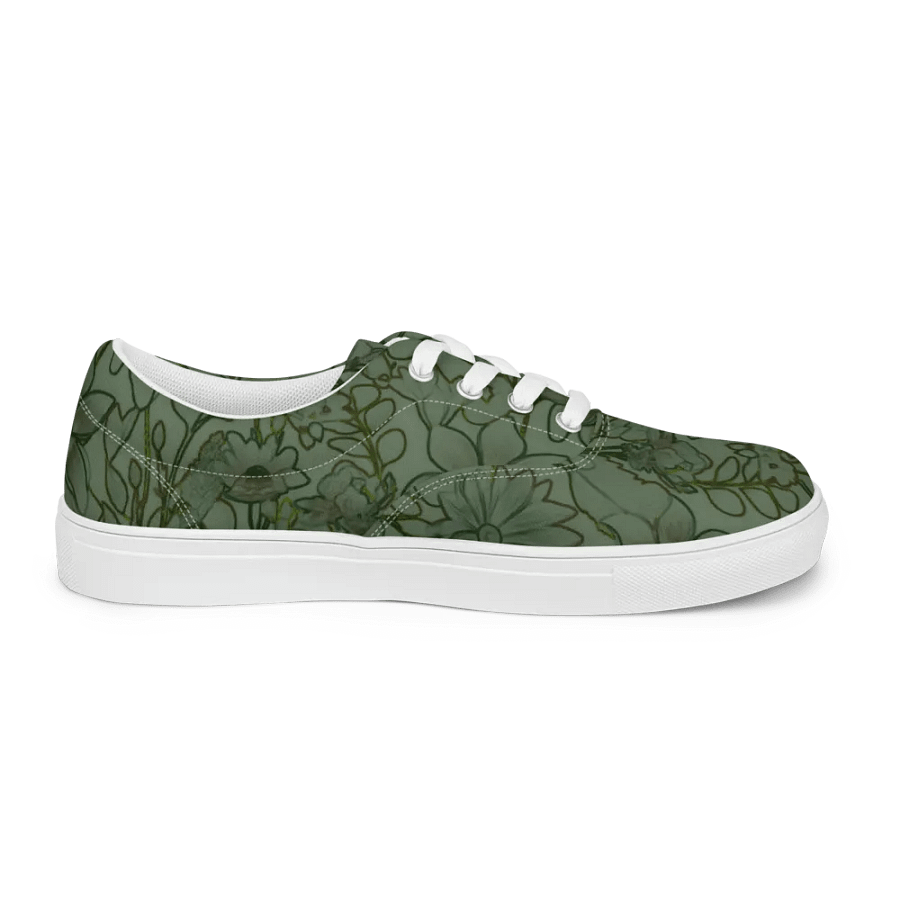 Line art Green and Dark green Floral/Women's Lace-Up Canvas Shoes by Allcolor product image (5)