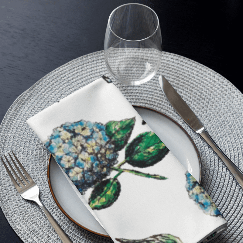 🌸 Hydrangea Blooms | Set of 4 Cloth Napkins | Monique Faella Designs™ | Coastal Floral Table Linens | product image (3)