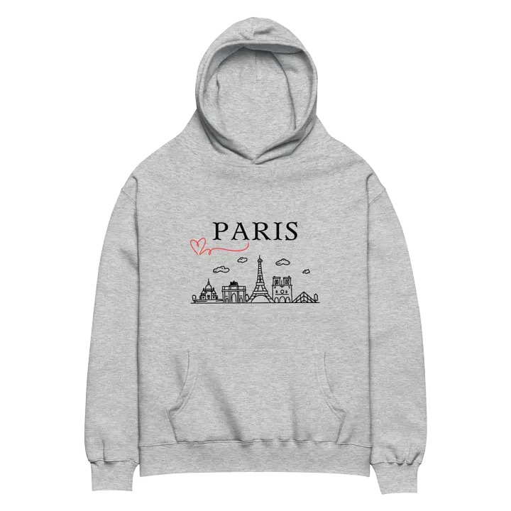 Love Paris with Monuments Unisex Oversized Hoodie | Black Ink product image (2)