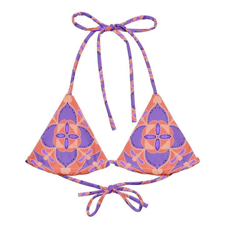 Pastel Orange and Mauve Pattern String Bikini Top product image (1)