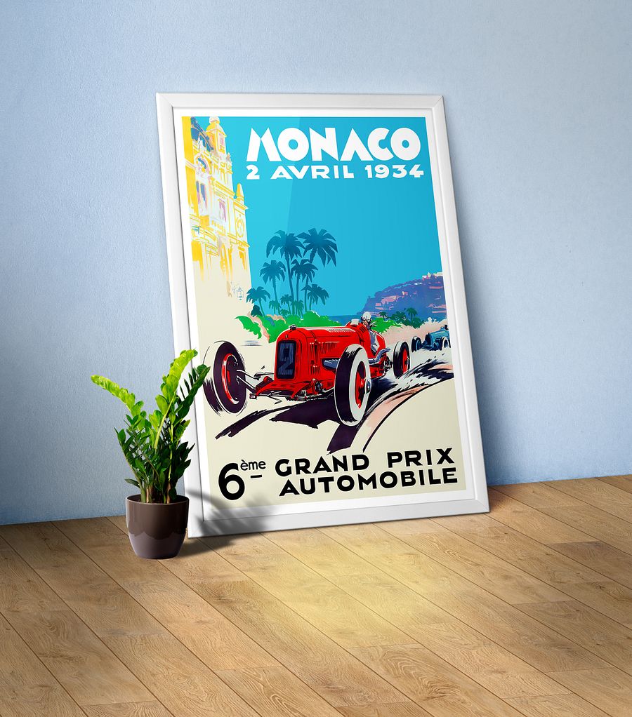 Monaco Vintage F1 Grand Prix, 1934 poster — Vintage Formula 1 poster, Monaco Grand Prix poster, retro travel poster, retro travel art product image (6)