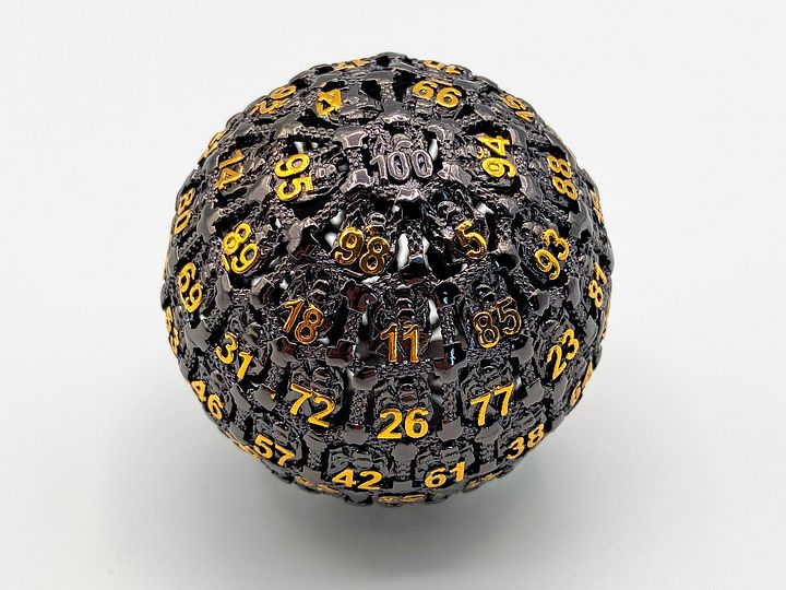 Hollow Metal d100 Dice with Spider Logo - DnD product image (1)