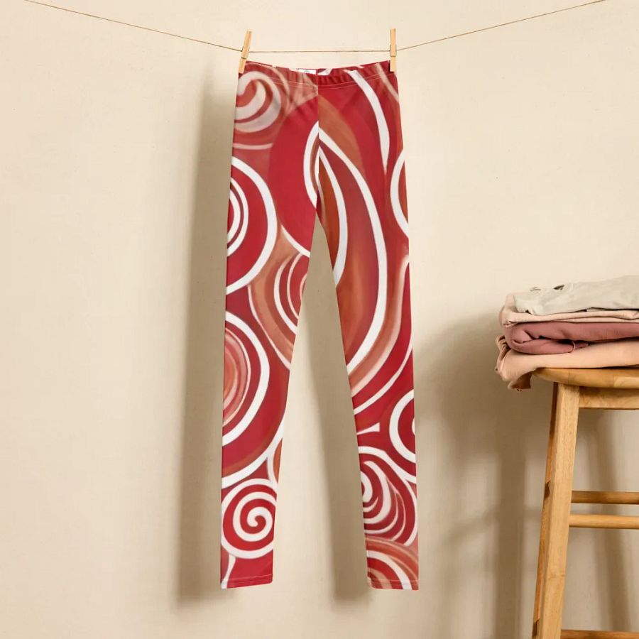 Funky Cherry Swirls Liquid Tie-Dye Youth Leggings product image (6)