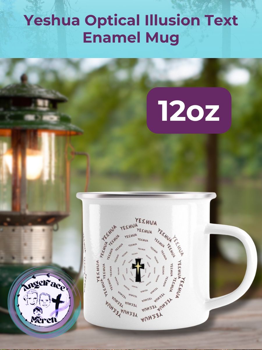 Yeshua Optical Illusion Text Enamel Mug product image (1)