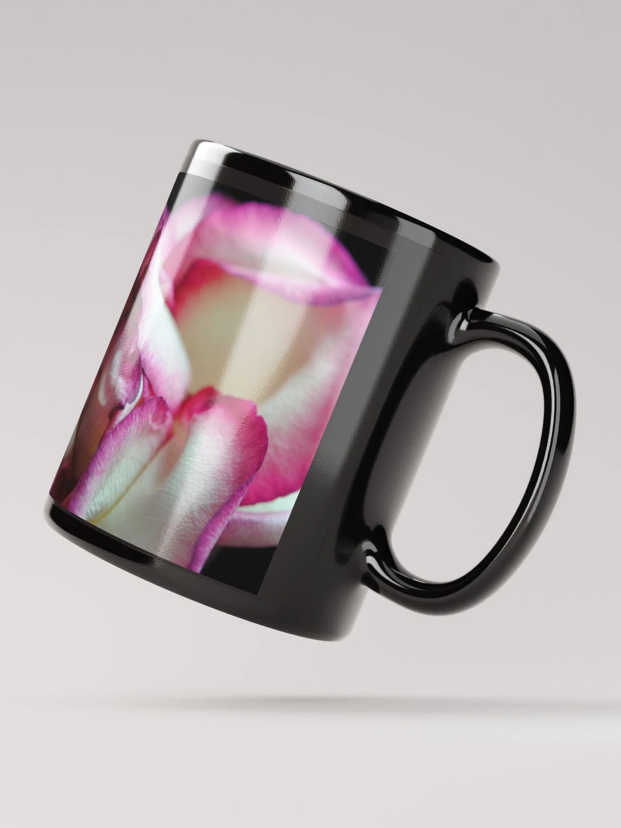 Pink Lined White Rose Black Coffee Mug product image (3)