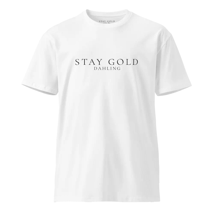 STAY GOLD DAHLING PREMIUM WHITE MEN’S CREW TEE product image (2)