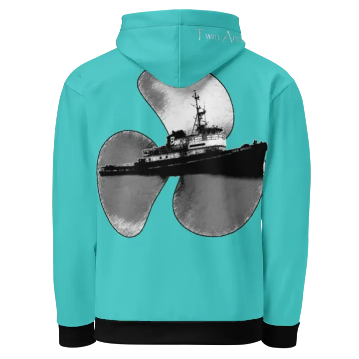 turquoise Three blade prop & Jack tug Hoodie product image (1)