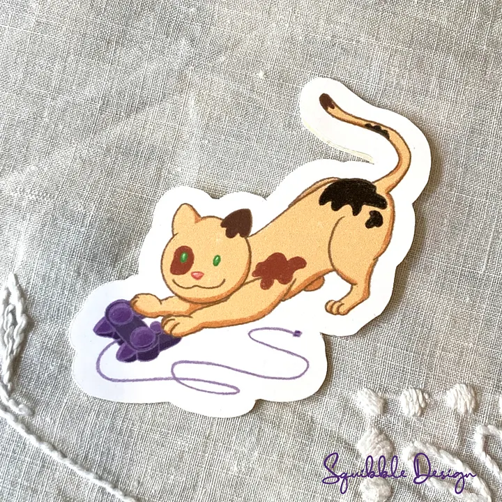 Vinyl Sticker - Controller Cat - Stretchy product image (1)