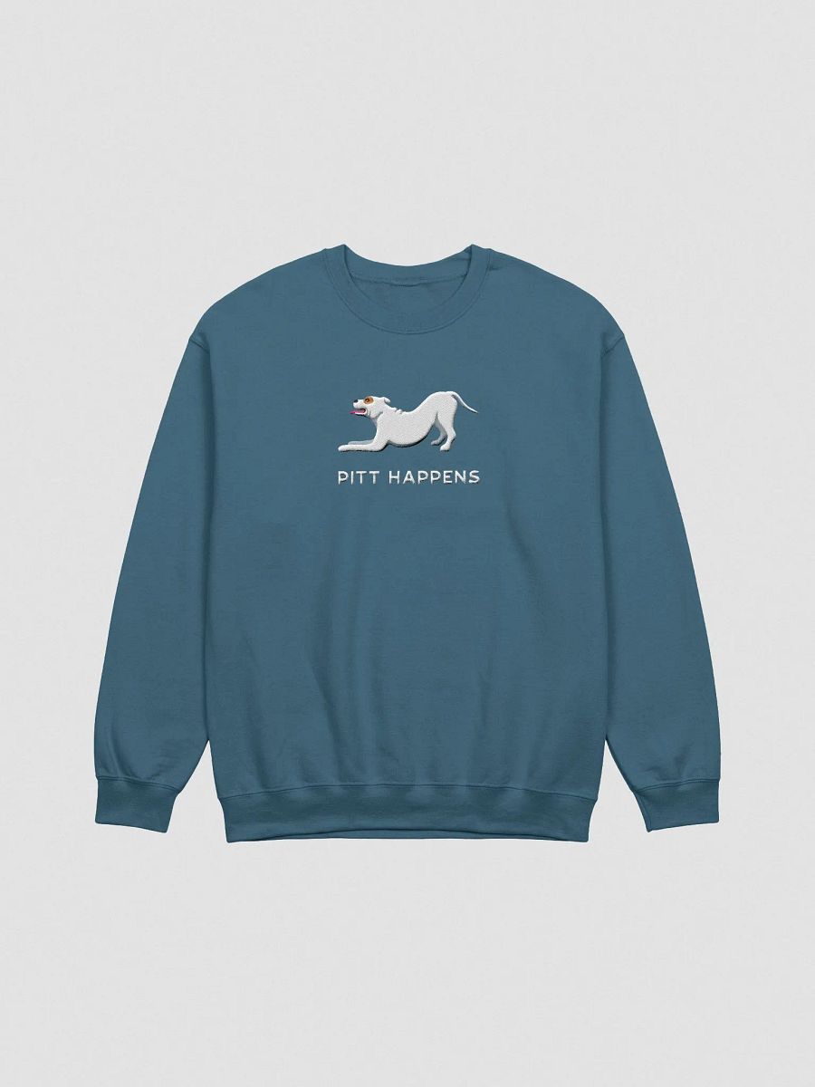 Pitt Happens Sweatshirt (Embroidered) of a Pitbull Terrier(White) product image (4)