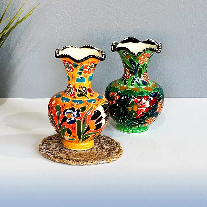 Ceramic small vase (yellow), Turkish Iznik style — handmade pottery, handmade ceramic, home decor, handmade gift, Turkish ceramic product image (1)