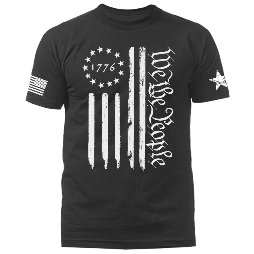 We The People Large Vertical US Flag American Pride Patriotic Graphic T-shirt product image (2)