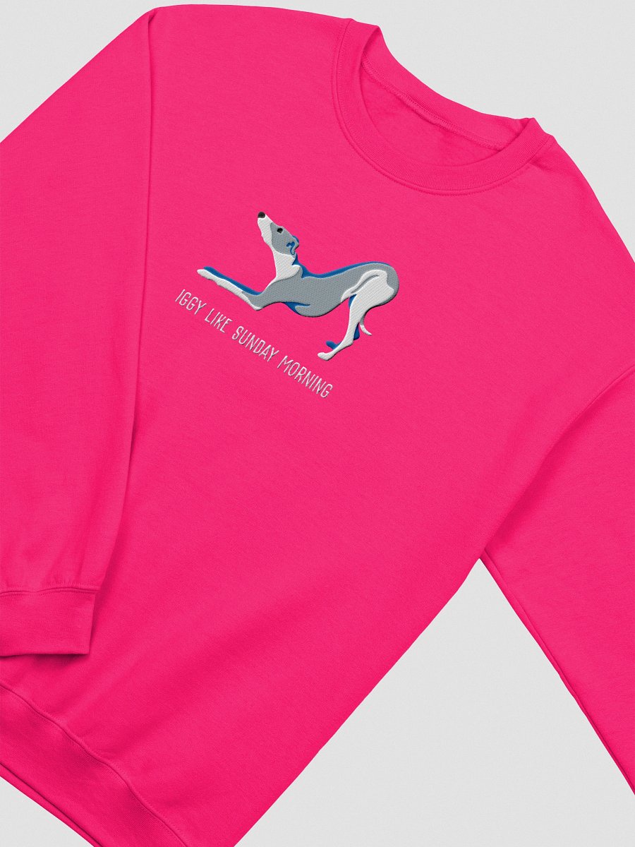 Iggy Like Sunday Morning Sweatshirt (Embroidered) of an Italian Greyhound(Blue & White) product image (15)