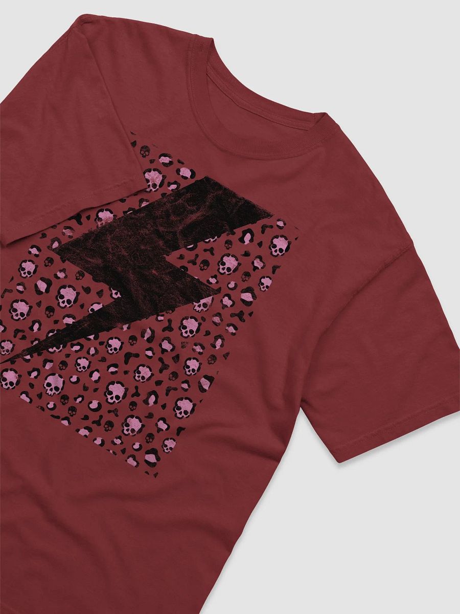 Lightning Bolt on a Leopard Print Pattern of Skulls(Pink) T-Shirt | Trendy Fall and Halloween Design product image (6)