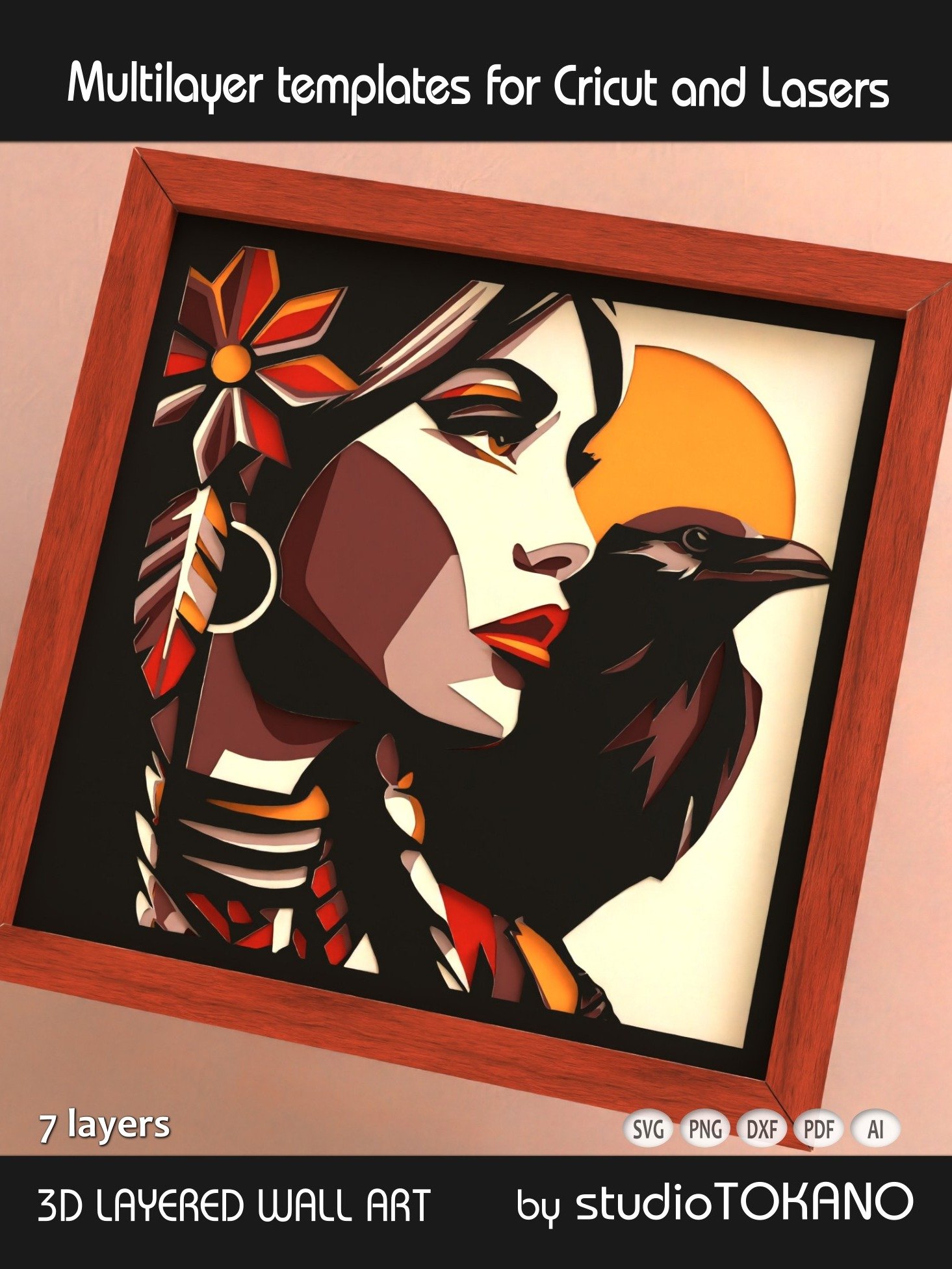 Raven Girl 3D layered svg for Cricut product image (4)