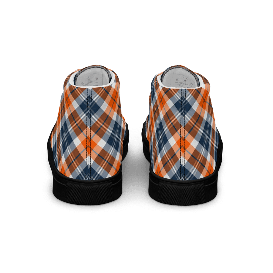 Orange and Blue Sporty Plaid Men's High Top Shoes product image (6)