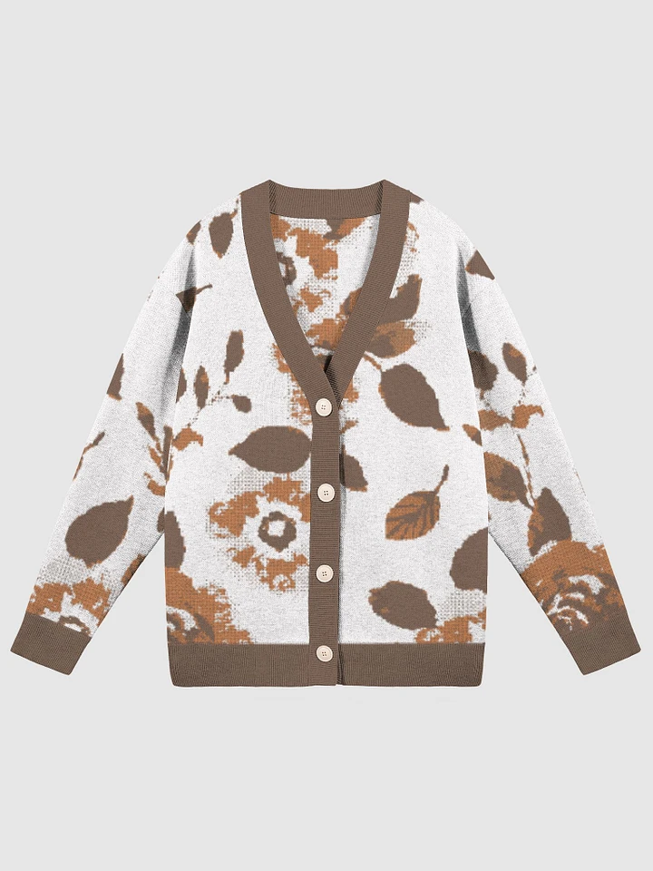 Jacquard Knit Brown Floral Cardigan product image (1)