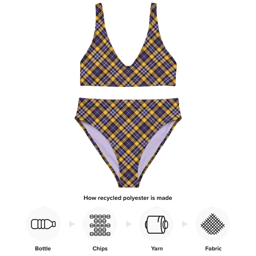 Purple and Yellow Gold Sporty Plaid Bikini product image (10)