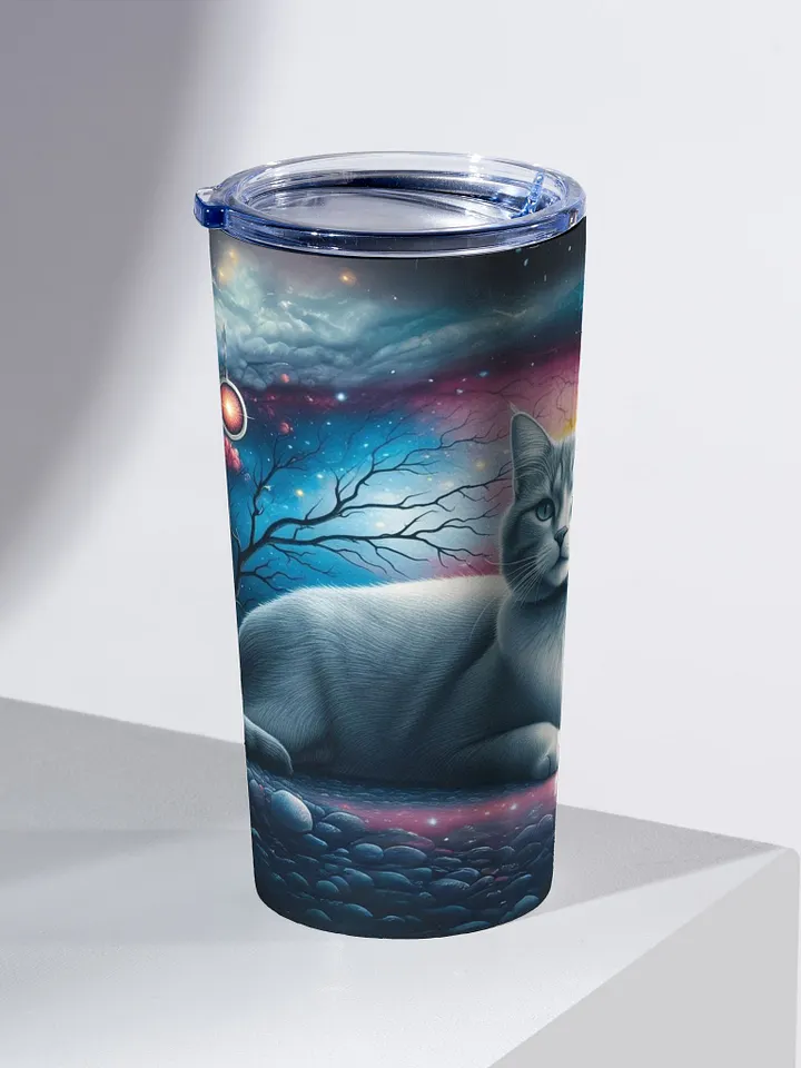 Cosmic Silver Cat 20oz Stainless Steel Tumbler product image (1)
