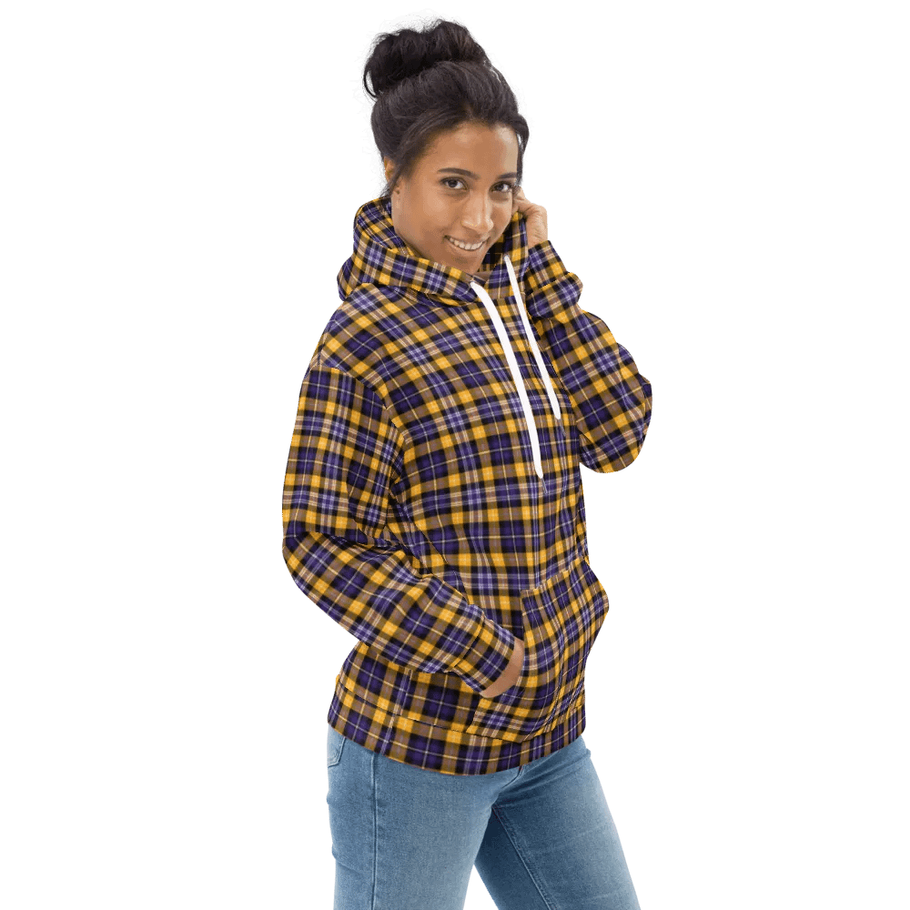 Purple and Yellow Gold Sporty Plaid Hoodie product image (1)