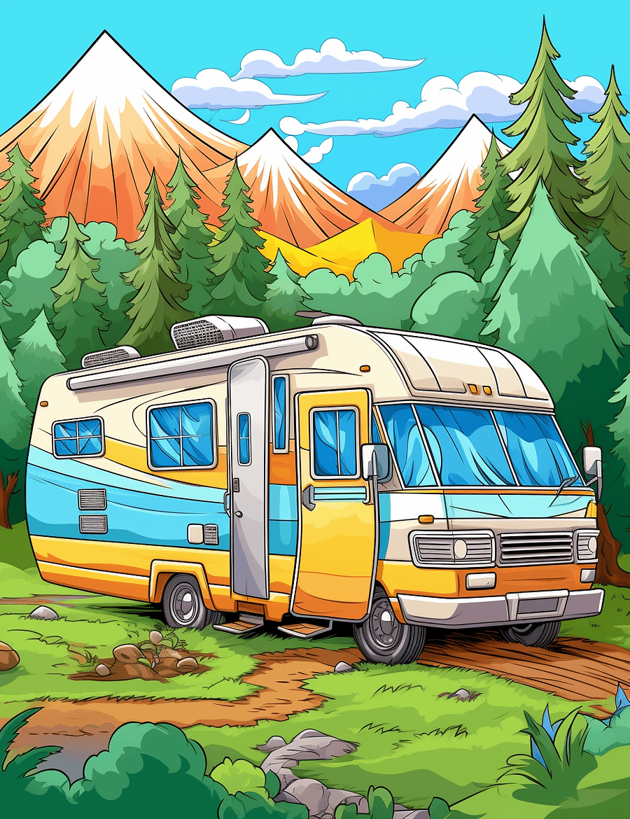 300 RV Road Trip Coloring Pages For Adults product image (5)