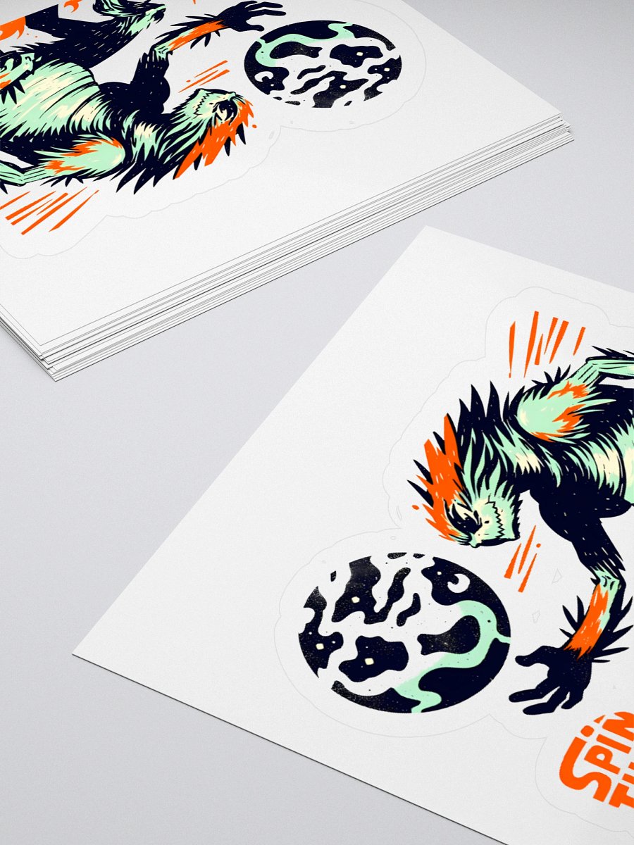 Fiery Beast Spins the World: Cosmic Art Sticker product image (12)