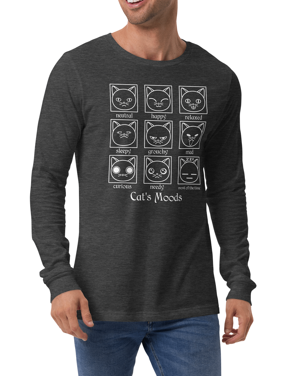 Cat's Moods Unisex Long Sleeve Tee, White Print product image (4)