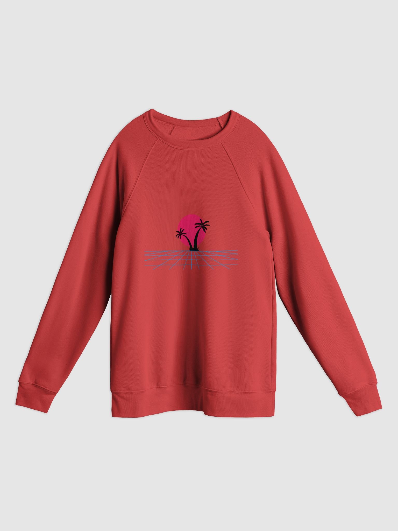 Retro-Futuristic Sunset Raglan Sweatshirt product image (1)