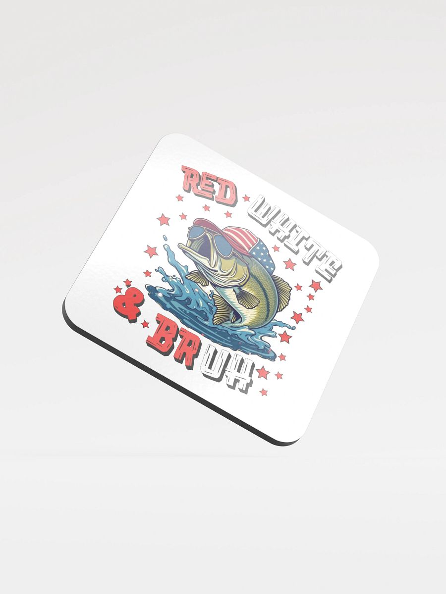 Red White And Bruh Fishing Patriotic Cork Coaster product image (2)