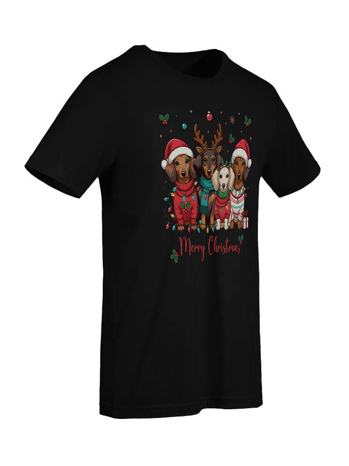 Merry Christmas Dachshund Lights T-Shirt – Cute Holiday Doxie Illustration product image (2)