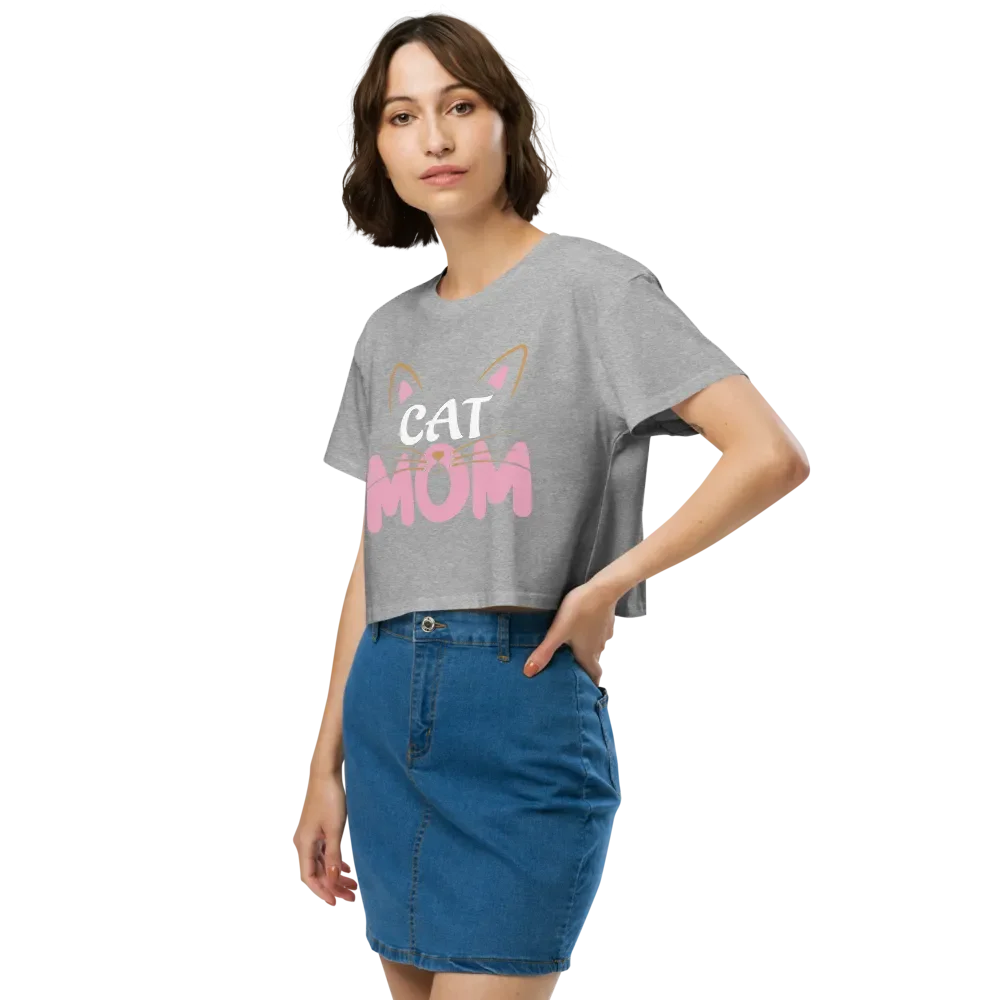 Whiskered Cat Mom Crop Top product image (6)