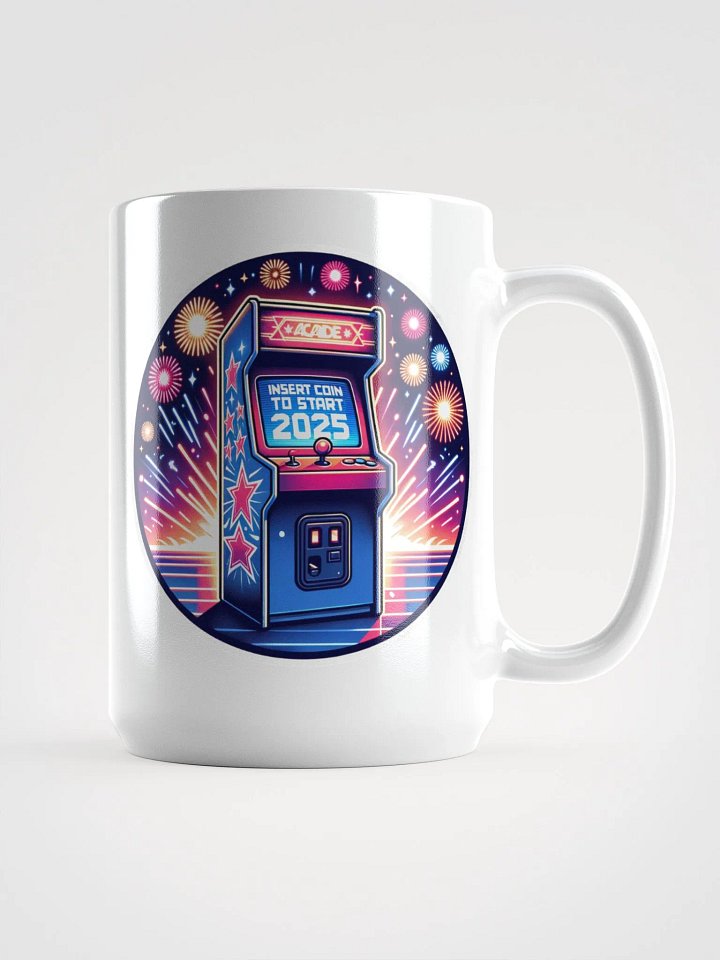 Insert Coin 2025 Mug – Arcade Glow & Fireworks Design product image (1)