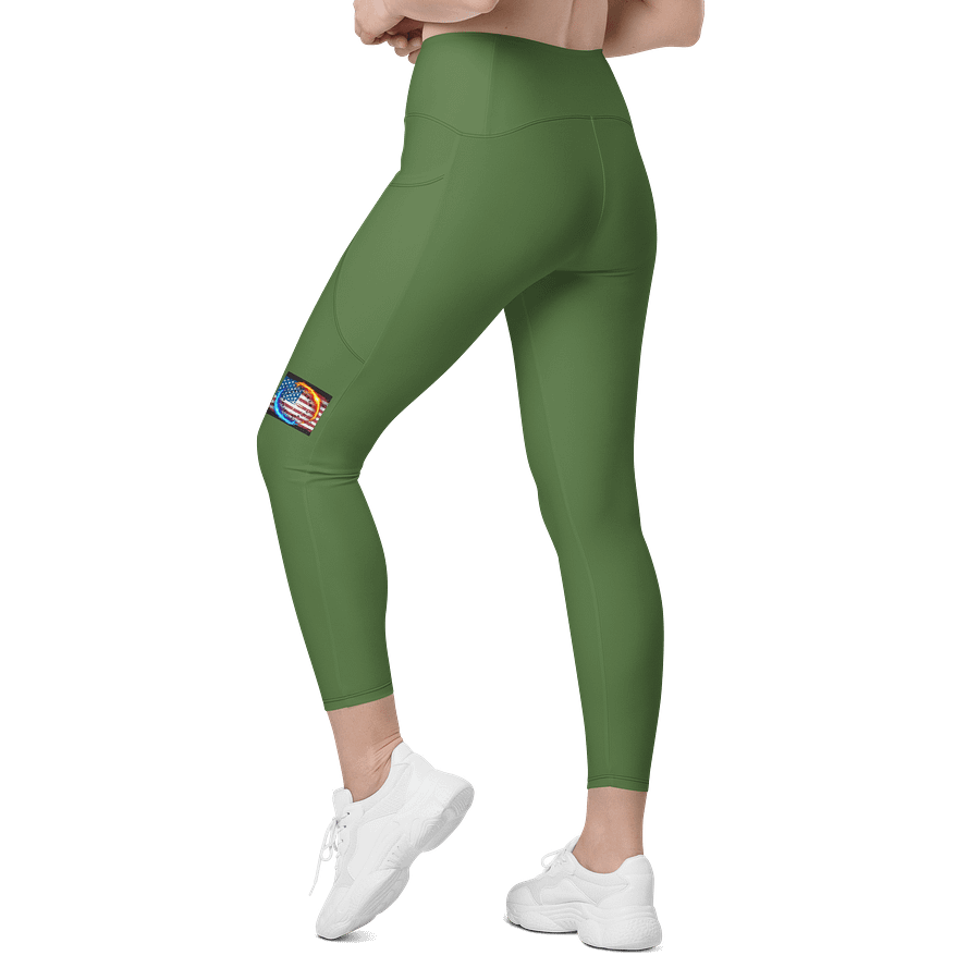 Leggings w pockets fern green small logo product image (6)