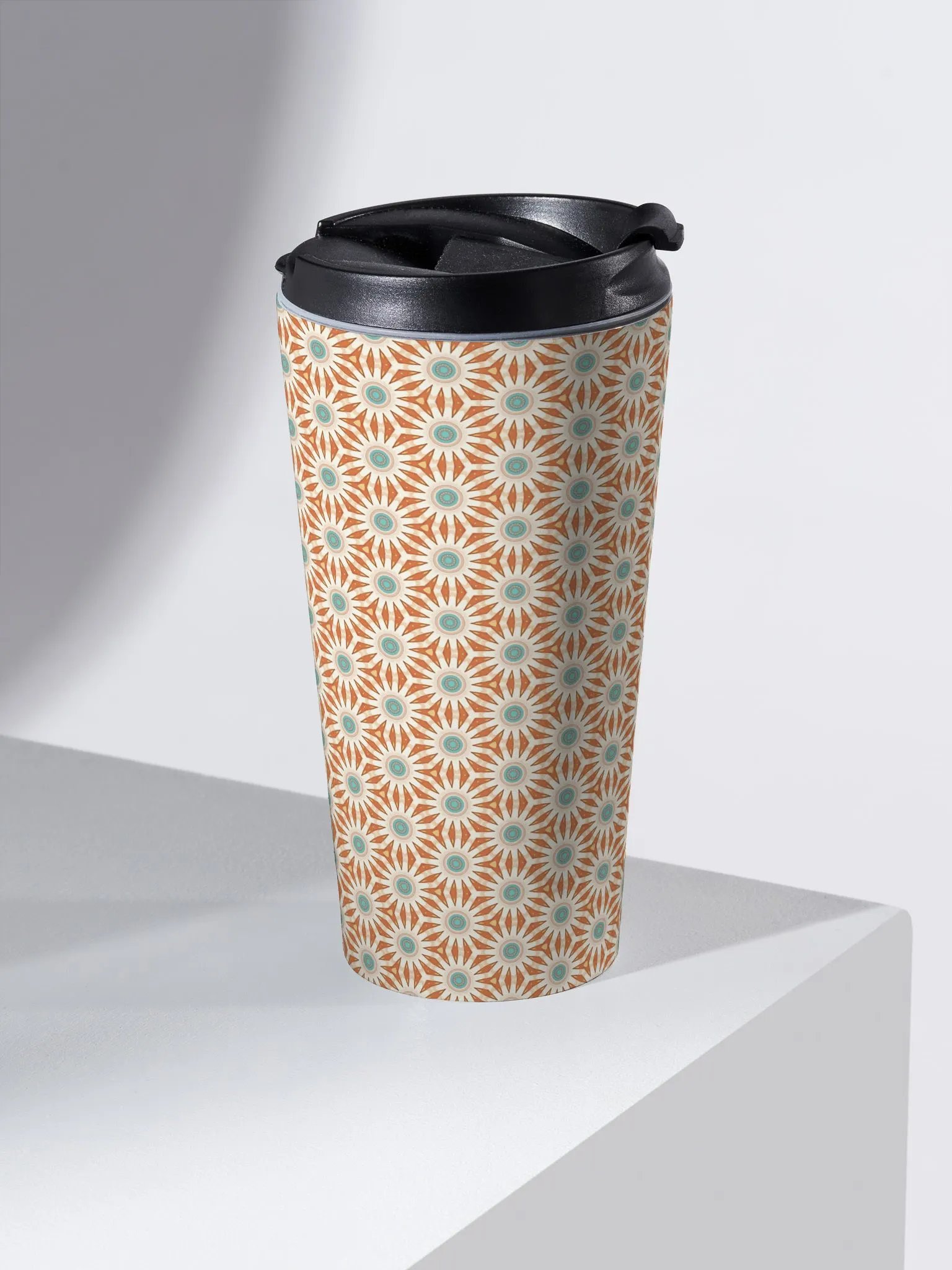 Orange Turquoise & Cream Floral Travel Mug product image (2)