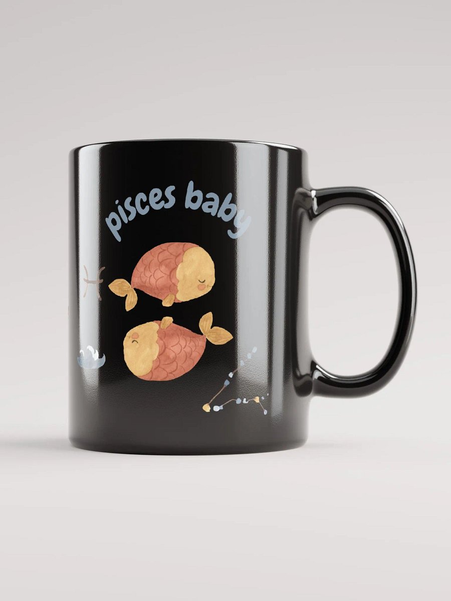 Pisces Baby February 19 – March 20 BLACK GLOSSY MUG Baby Gift, New Baby Gift, Fun Astrology Gift product image (1)