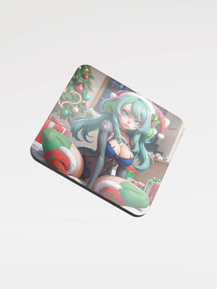 Festive Santa Hat Green Hair Coaster product image (1)
