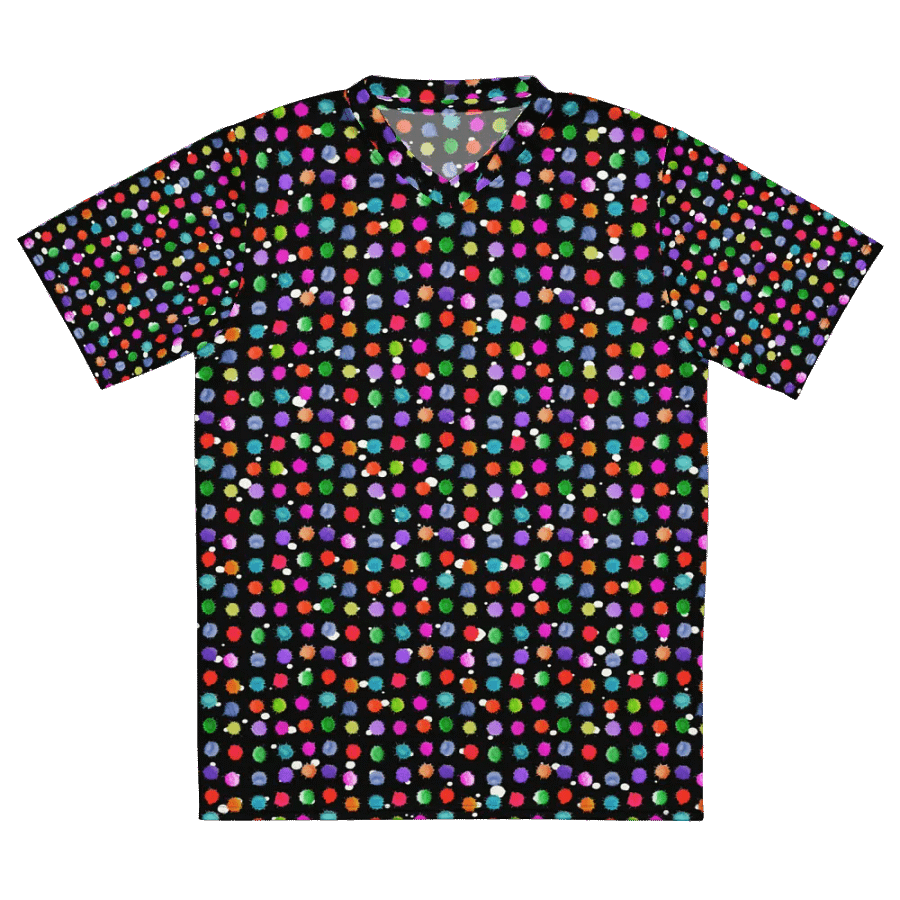 Ladies all over print t shirt black with watercolor dots design. Ideal for casual as well as evening wear product image (2)
