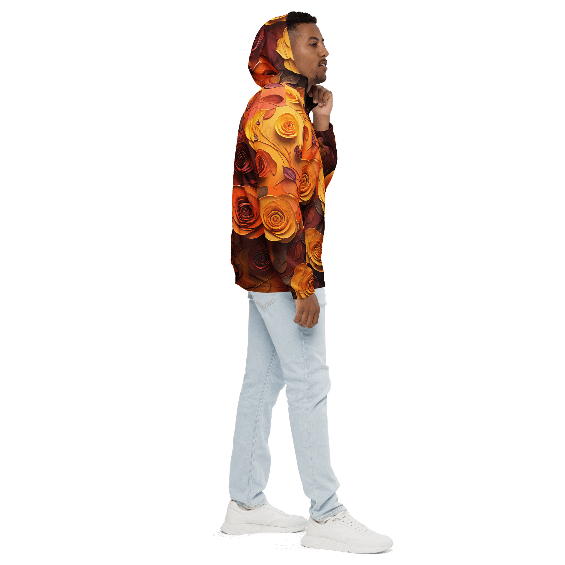 Bold Floral Rose Print Windbreaker Jacket – Lightweight, Water-Resistant, All-Over Print (XS–3XL) product image (5)