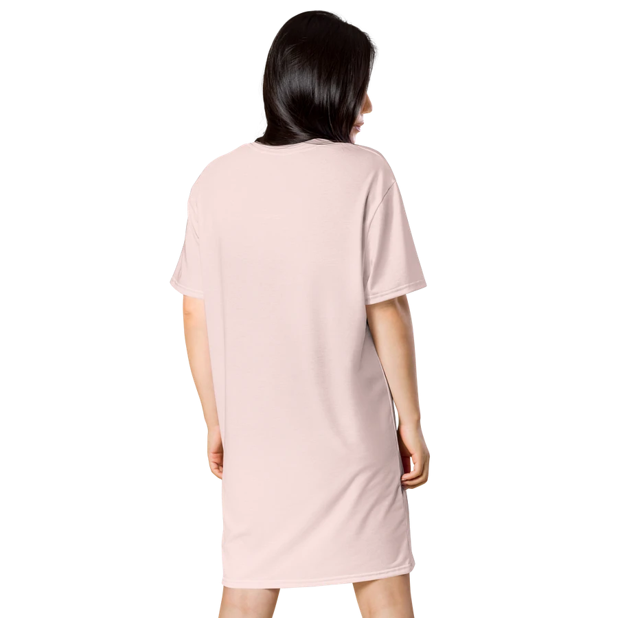 Retro Woman Drinking Wine T-Shirt Dress, Misty Rose product image (7)